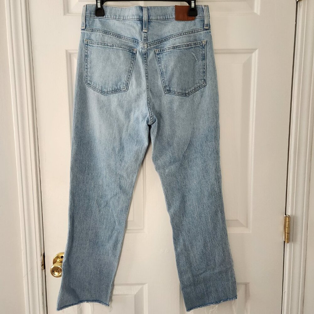 J. Crew Light Wash Raw Hem High Rise Straight Leg Slim Boyfriend Jean - Size 28 - Picture 10 of 12